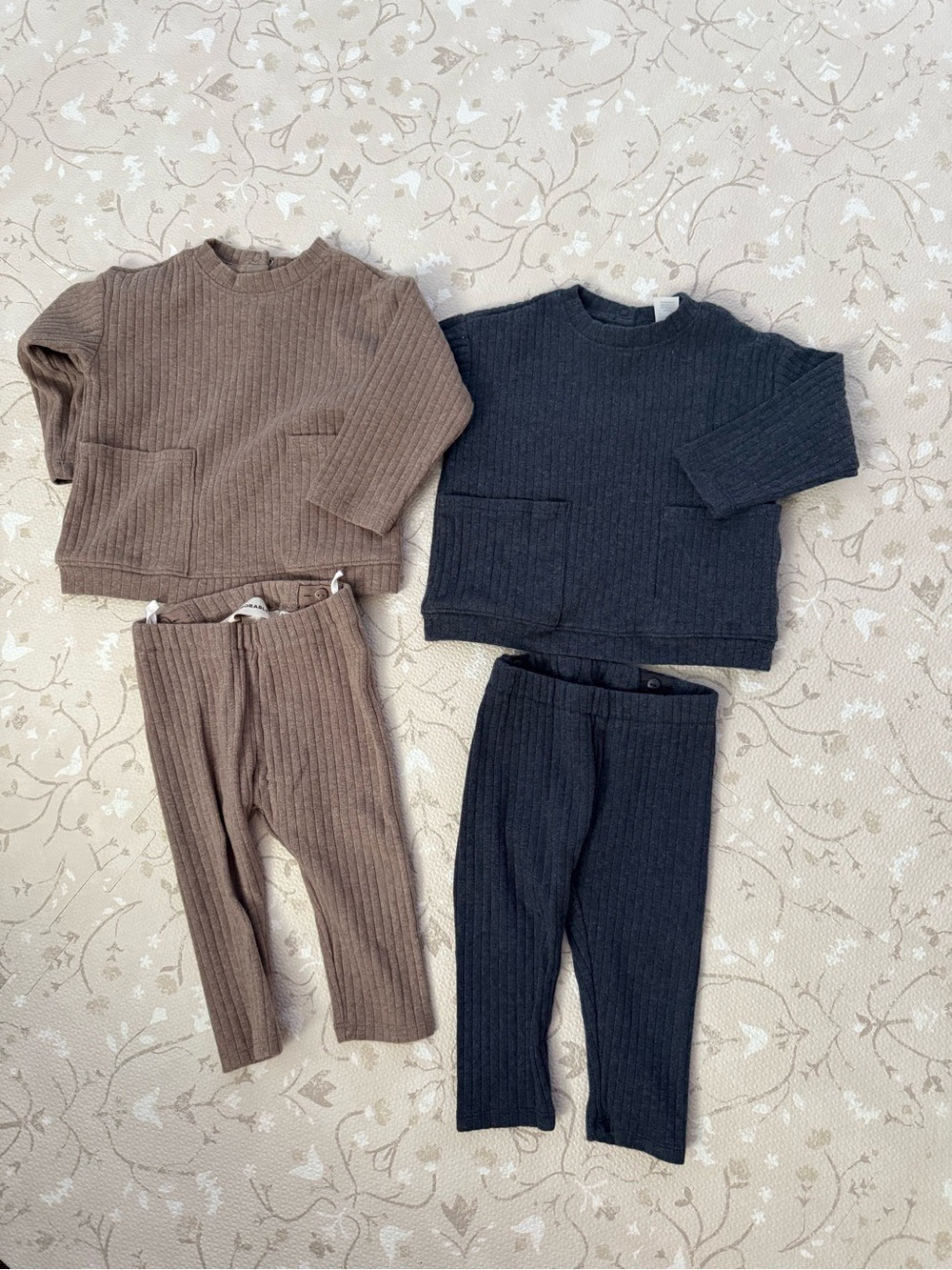 Charcoal Ribbed Two-Piece Knit Set